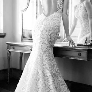 Martina Liana 611 Lace Halter Wedding Dress w/ Open Back! pen to offers!